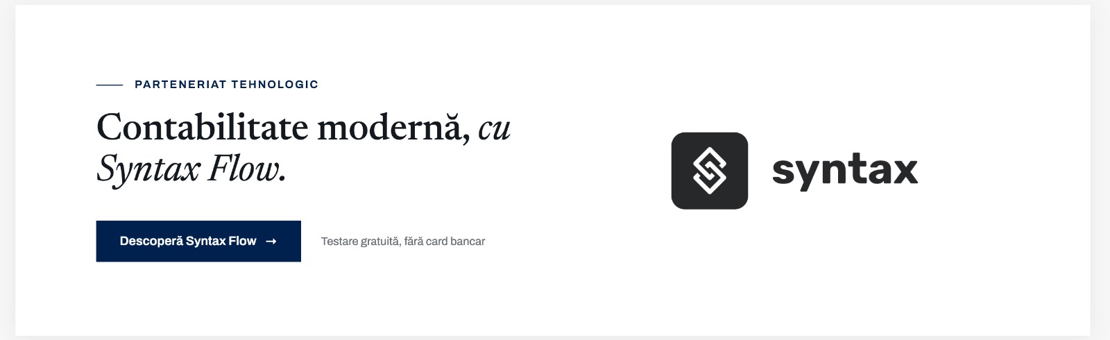 Contabilitate modernă cu Syntax Flow — descoperă Syntax Flow, testare gratuită fără card bancar